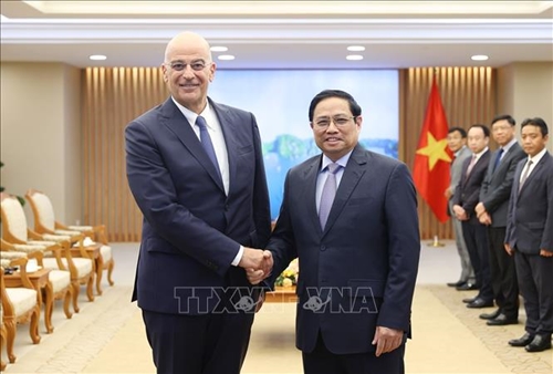 Thủ tướng Phạm Minh Chính tiếp Bộ trưởng Ngoại giao Hy Lạp Nikolaos Dendias